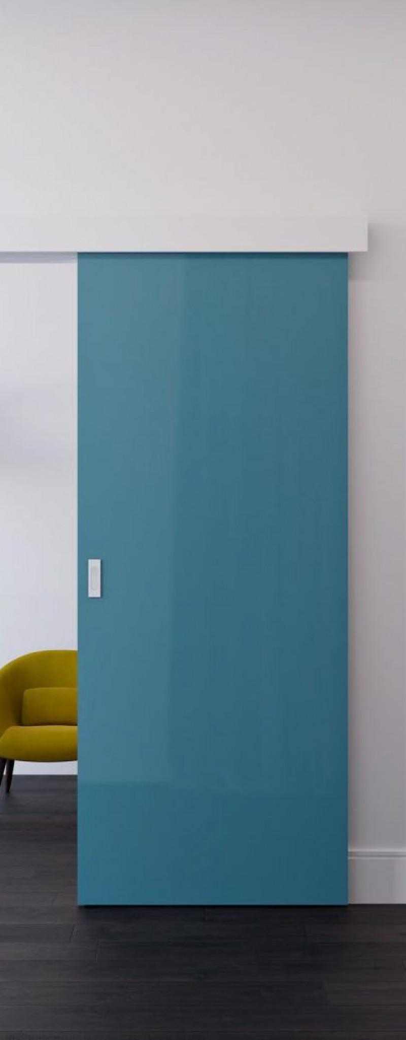Wooden interior door with hidden aluminum frame Wooden interior door with hidden aluminum frame