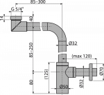 Сифон для умывальника DESIGN, металлический DN32, экономия места A403 Alca — изображение 2