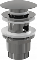 Слив для умывальника A390 CLICK/CLACK 5/4", металлический, с переливом, с большой пробкой A390 Alca