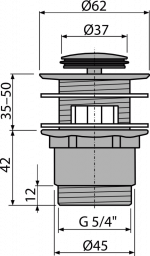 Wash-basin A39 CLICK/CLACK waste 5/4", metal with overflow, small plug - Image 2