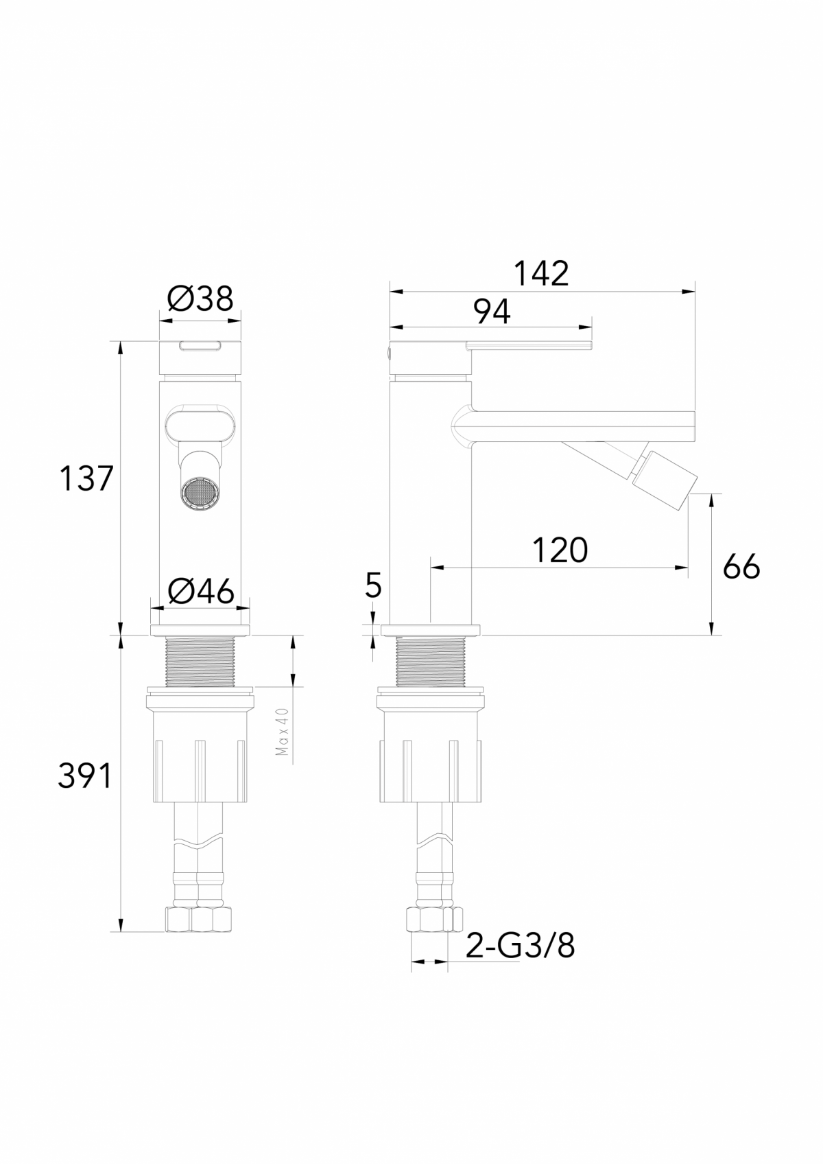 Bidet Mixer 3/8″ Rondo FuturBath - Image 7