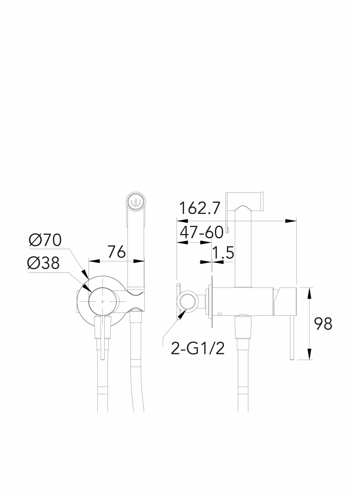 Bidet Spray Mixer Rondo FuturBath - Image 7