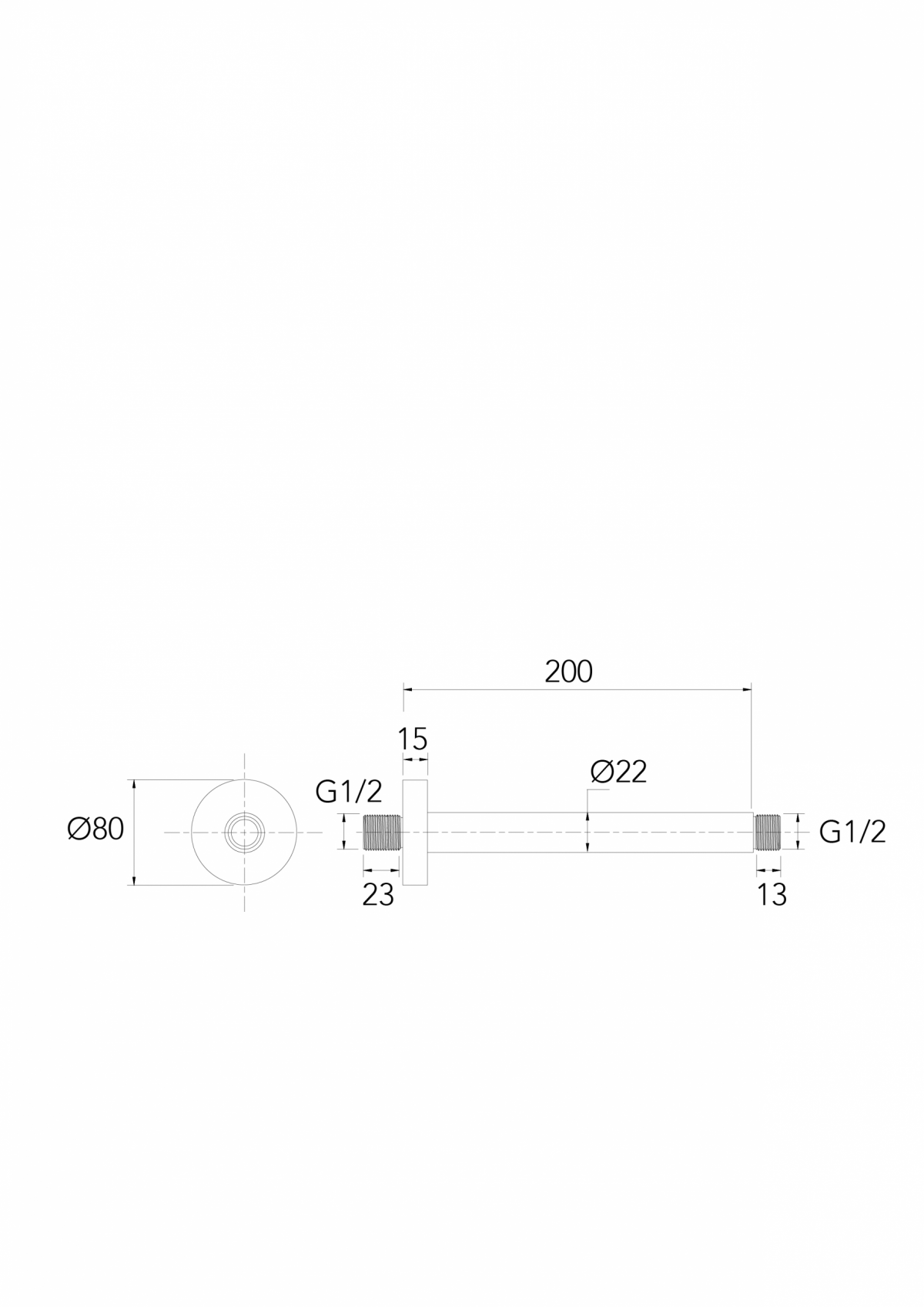 Потолочный душевой кронштейн 200 мм Rondo FuturBath — изображение 7