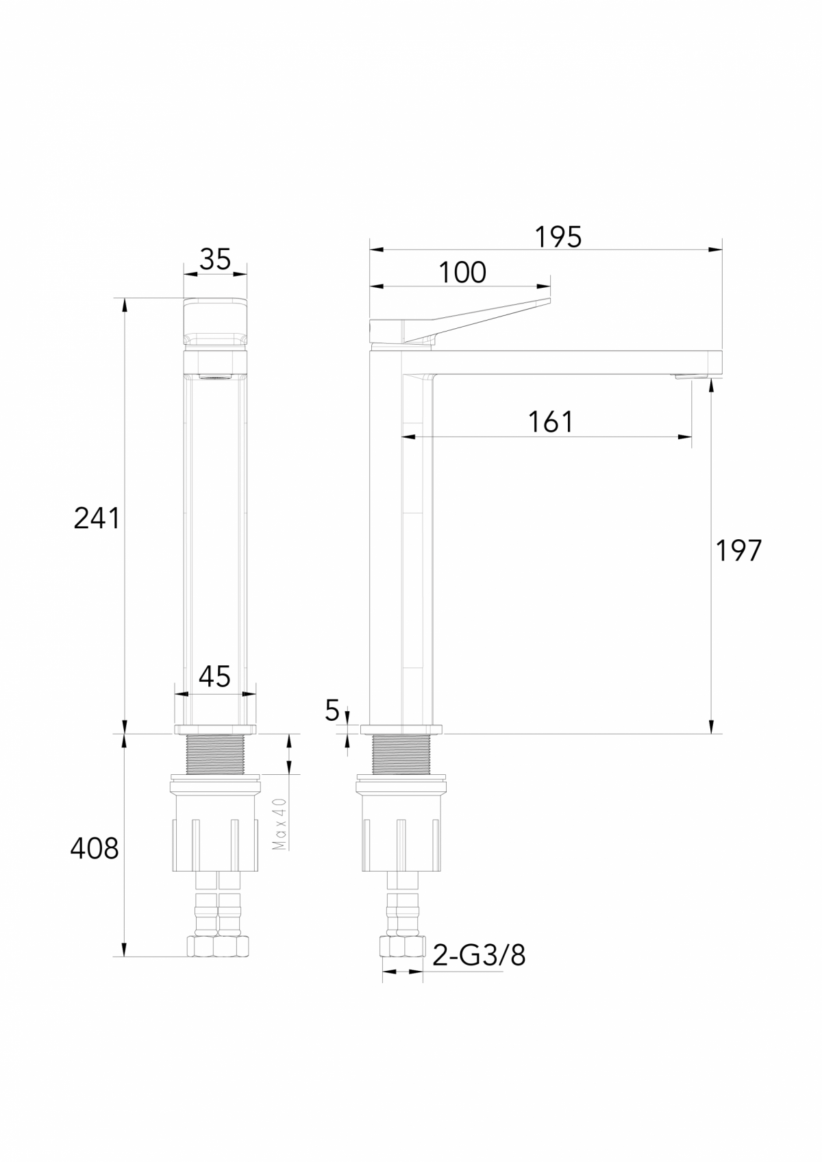 Augsta snīpja izlietnes jaucējkrāns 3/8" Allure FuturBath - Image 5