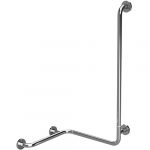 HELP: Складной поручень для душа с вертикальной опорой с крышками, пpaвый, нерж. сталь, глянец