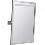 Наклонное зеркало со светодиодной подсветкой, сенсорный датчик, 400 x 600 мм, нерж. сталь, мат