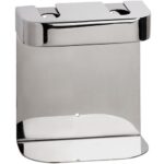 Double holder for soap dispenser, round, polished