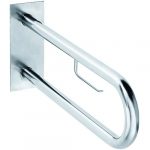 HELP: Опорный U-образный поручень с держ. туалетной бумаги, 600 мм, с крышкой, нерж. сталь, шлиф