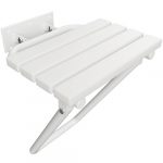 HELP: Folding shower seat with leg without cover, white, white plastic