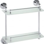 RETRO hroms: Dubults stikla plaukts ar sliedi, 400 mm