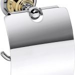 RETRO zelts/hroms: Tualetes papīra turētājs ar vāku