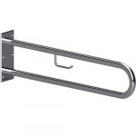 HELP: Oпopный U-oбpaзный пopучeнь с держ. туалeтнoй бумаги, 750 мм, без крышки, нерж. сталь, глянец