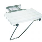 HELP: Salokāms dušas sēdeklis ar kāju bez pārvalka, nerūsējošais tērauds, balta plastmasa