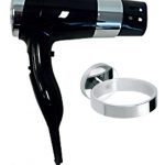 Hair dryer with holder, twisted cable, black