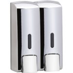 Double soap dispenser 2x300ml, plastic, polished