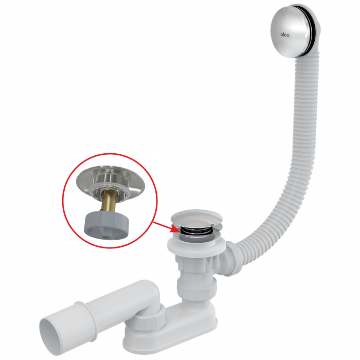Bath CLICK/CLACK waste and trap, metal A504CKM Alca