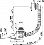 Сифон и слив для ванны CLICK/CLACK, металл A504CKM Alca — изображение 2