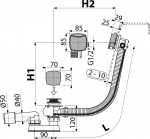 Для ванны — слив с клапаном-попап и сифон с переливом, хромированный, модель A564crm2 Alca — изображение 2