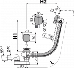 Bath pop-up waste and trap, with overflow filler, A564crm3 chrome Alca - Image 2