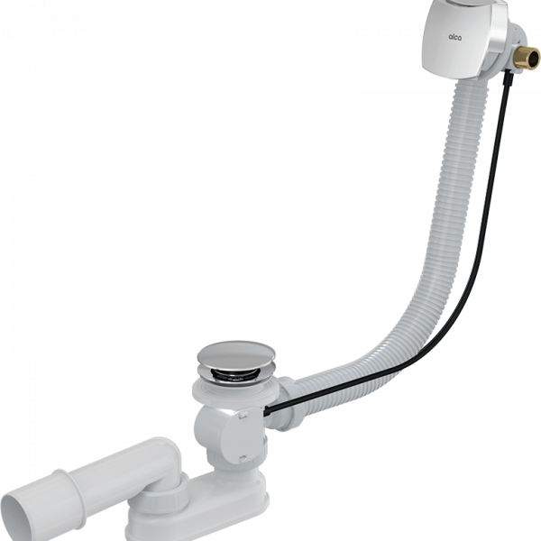 Bath pop-up waste and trap, with overflow filler, metal Chrome A564km1 Alca
