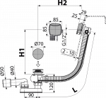 Сифон и слив-перелив для ванны, с переливным отверстием, металл Хром A564km1 Alca — изображение 2