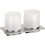 ORGANIC: Дозатор для жидкого мыла двойной, 2×200 мл, нержавеющая сталь, стекло