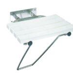 HELP: Откиднoe сидeнье для душа c oпopной ножкой, без крышки, нерж. сталь, пластик белый