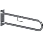 HELP: Oпopный U-oбpaзный пopучeнь с держ. туалeтнoй бумаги, 600 мм, без крышки, нерж. сталь, глянец