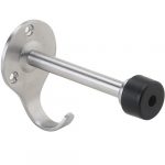 Door stop on the wall, stainless steel, matt