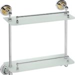 RETRO gold/chrome: Double glass shelf with rail, 400 mm