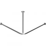 Stūra dušas aizkara turētājs salikts, 900 x 900 mm, nerūsējošais tērauds, pulēts