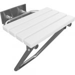 HELP: Apgriežams dušas sēdeklis ar bezpiedurkņu statīvu, nerūsējošais tērauds ar pārsega atloku