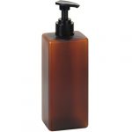 Plastic bottle square brown matt with pump for soap dispenser, 500 ml