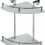 OMEGA: Double corner glass shelf with rail