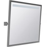 Наклонное зеркало со светодиодной подсветкой, сенсорный датчик, 600 x 600 мм, нерж. сталь, мат