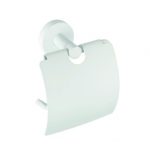 WHITE: Toilet paper holder with cover